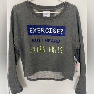 Gray Long Sleeve Top with Graphic Print